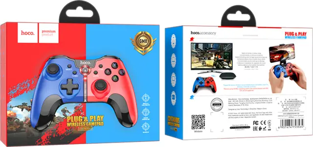 Hoco GM8 Ασύρματο Gamepad για Android Red/Blue 2