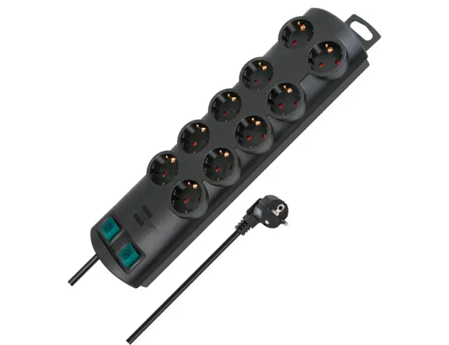 Πολύπριζο Primera Line Brennenstuhl - 10x Schuko - 2x Διακόπτες On/Off - Καλώδιο 2m - Black1153300120
