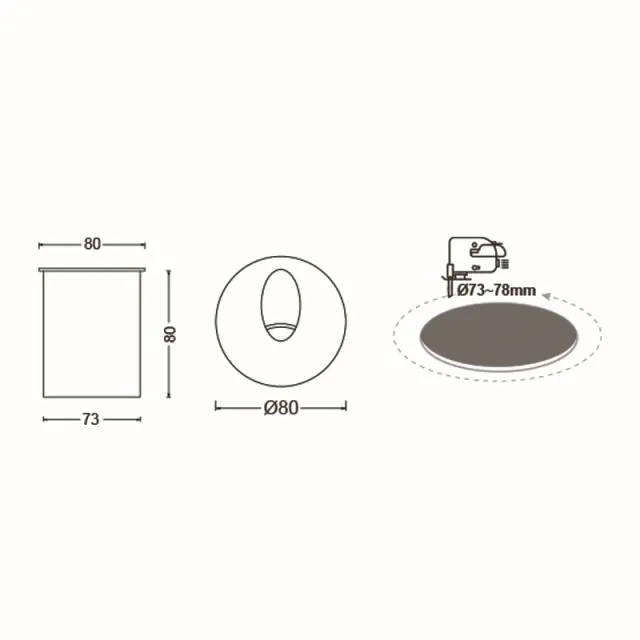 LED HP WALL RECESSED LUMINAIRE 3W 58LM 230VAC 4.000K DARK GREY CRI80 IP65 30.000HRS(INSTAL BOX INC) / LG721140G 2