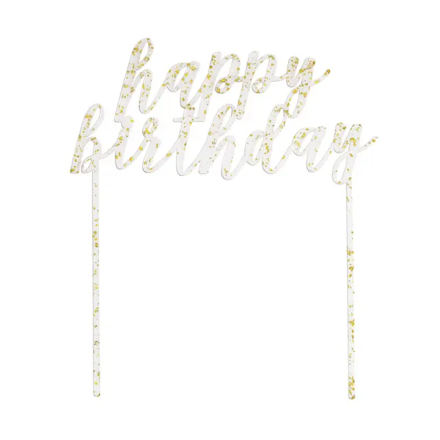 Διακοσμητικό Τούρτα Gold Fleck Acrylic Happy Birthday