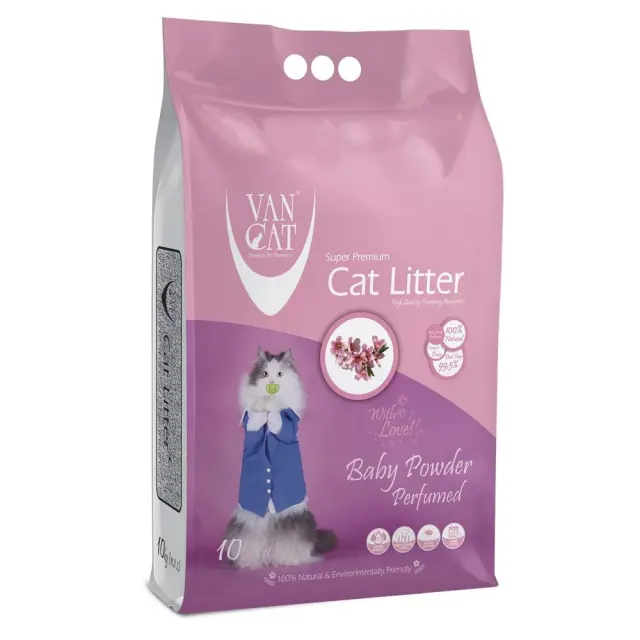 Van Cat Baby Powder Άμμος Υγιεινής Μπετονίτη με Άρωμα Πούδρας 11.8Lt (10Kg) Μονόχρωμο