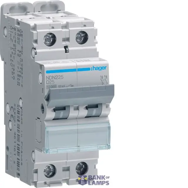 Miniature Circuit Breaker 2P, 25 A D-Curve, 10 kA, 2M