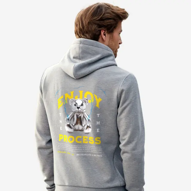 Φούτερ Noshame® Γκρι με τύπωμα Teddy Enjoy the process - 512551 - XXL
