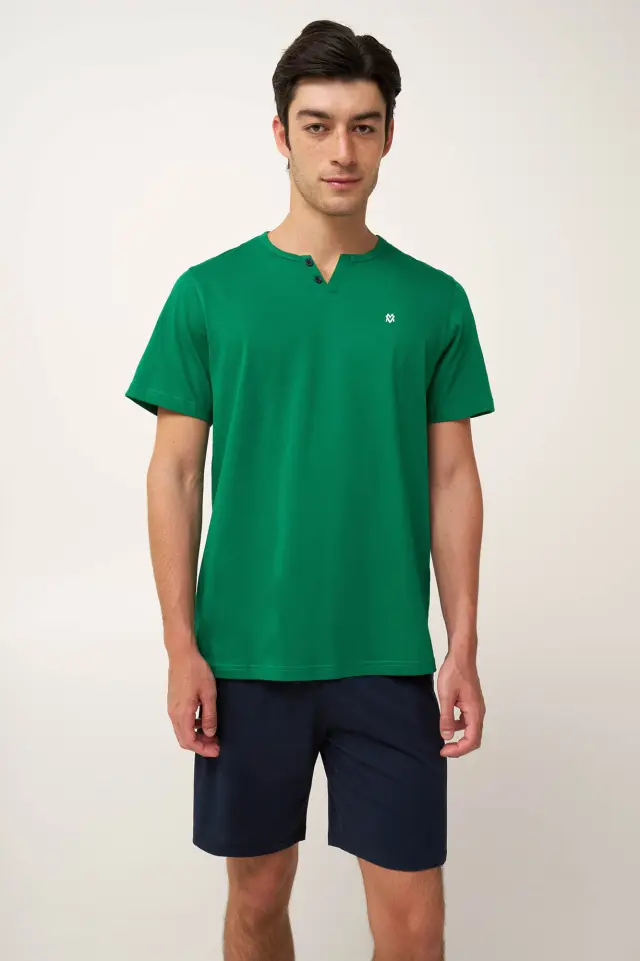 Βαμβακερή Ανδρική Πυτζάμα Μονόχρωμη Vamp 24703 GREEN VERDANT