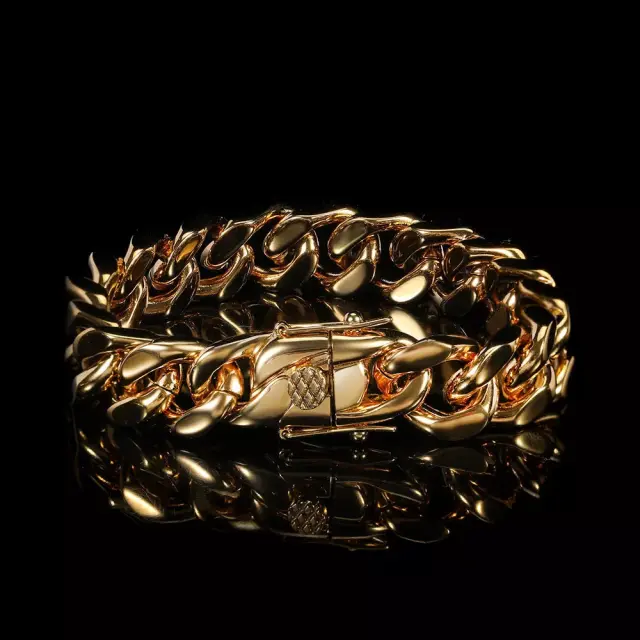 12mm Χρυσό Chain Βραχιόλι Ανοξείδωτο Ατσάλι 23cm 3