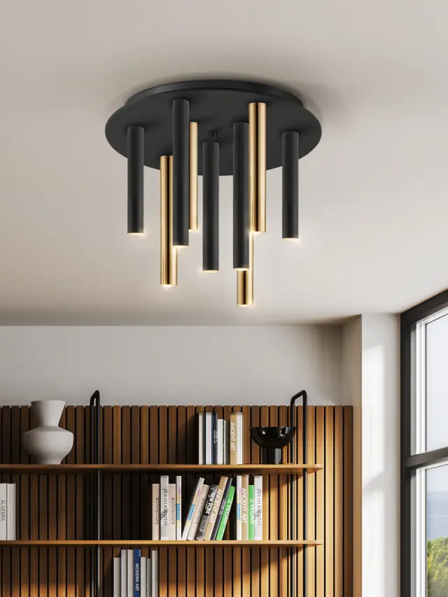 VARAS CEILING LAMP GOLD/BLACK 9L φωτιστικό οροφής Μαύρο Χρυσό