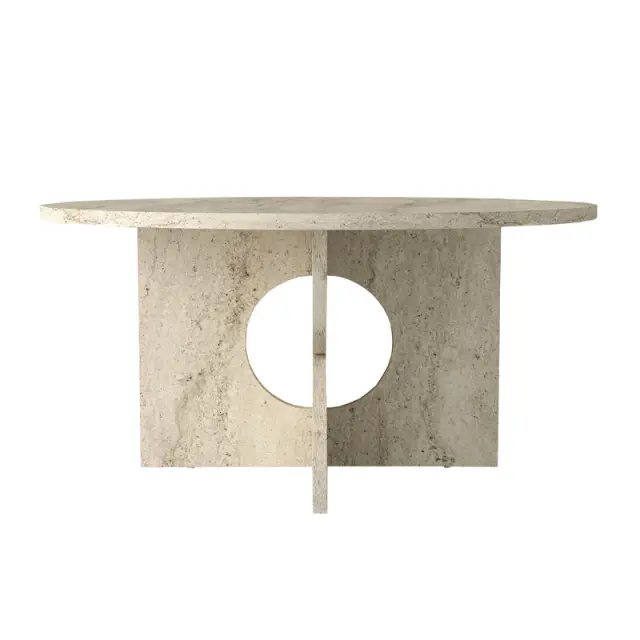 Τραπεζάκι σαλονιού Mara Megapap χρώμα travertine Ø75x36,8εκ. 3