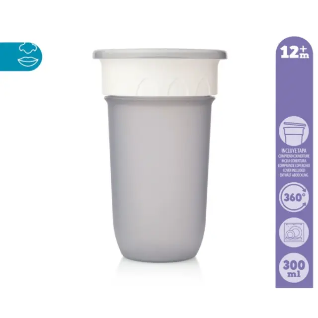Ποτηράκι Εκπαιδευτικό 360°- 300ML Grey 3ο Βήμα +12Μ 2