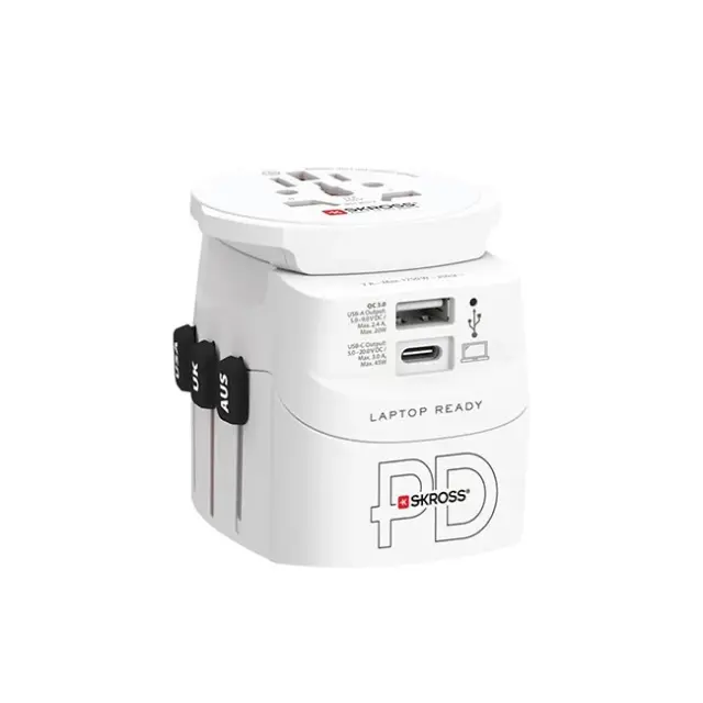 Skross Travel Adapter Pro Light USB AC45PD World & USB-C Cable White (1302474)