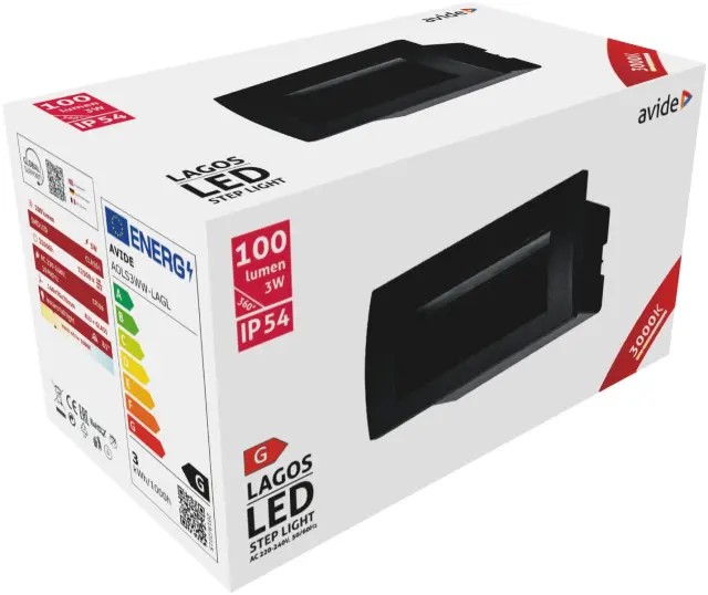 Avide Εξωτερικό Φώς Σκάλας Χωνευτό Lagos LED 3W Θερμό 3000K IP54 14cm 15.001.0810 2