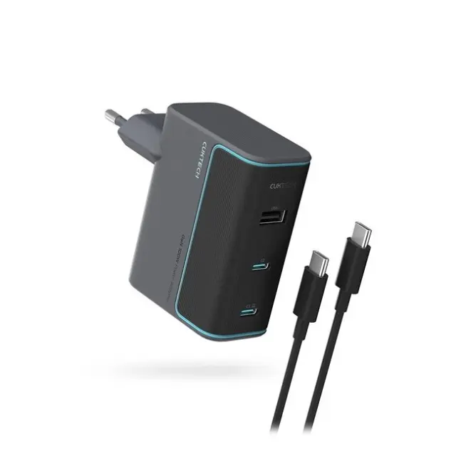 Cuktech Φορτιστής CUKAD1003EUG GaN 100W 2x USB-C 1x USB-A with USB-C Cable Gray