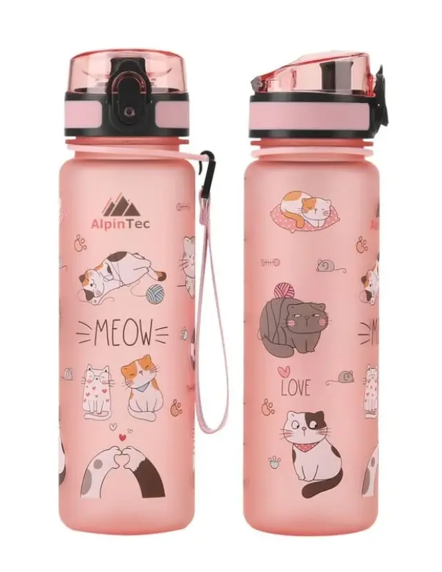 AlpinPro Πλαστικό Παγούρι Mood Flamingo Meow Ροζ 500ml
