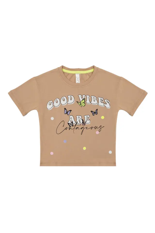 T-Shirt Kid Good Vibes Μπεζ Σκούρο