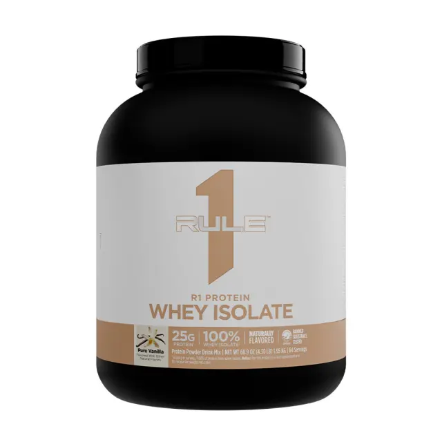 Rule1 Naturally Flavored R1 Protein Whey Isolate Pure Vanilla, 4 lbs