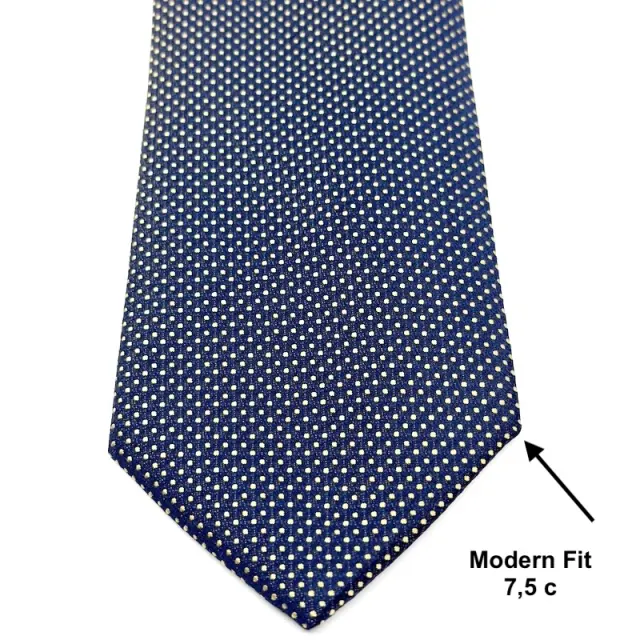 Μπλε Navy Πουά Γραβάτα Σετ με Μαντήλι 7,5 cm Modern Fit 3