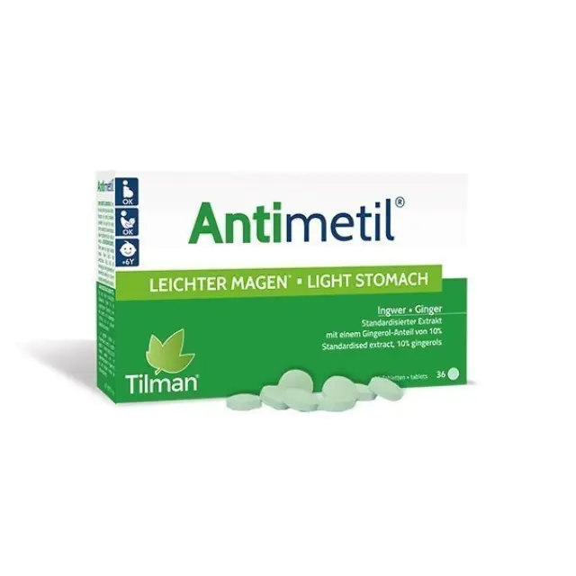 Antimetil με Τζίντζερ & Πιπερόριζα για Ελαφρύ Στομάχι με Αντιεμετικές Ιδιότητες 36 δισκία
