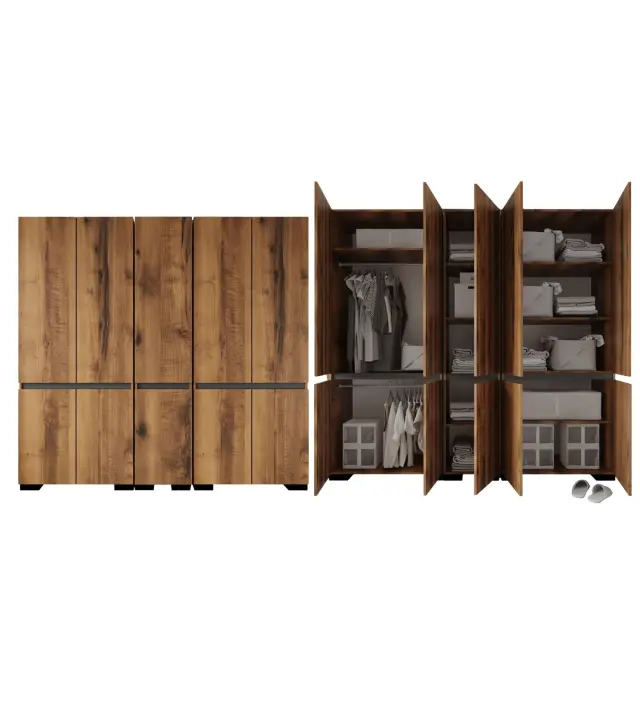 Ντουλάπα DREGIU Καρυδί / Ανθρακί 225x52x210
