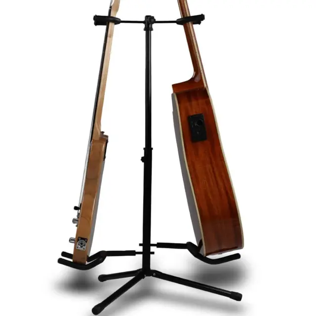 SUPRIMO GS4 guitar stand rack for 2 guitars black foldable steel freestanding up to 30 kg 3