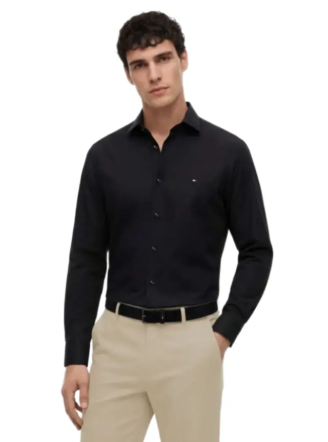 TommyHilfiger ανδρικό μονόχρωμο πουκάμισο slim NON IRON MW0MW43122-1