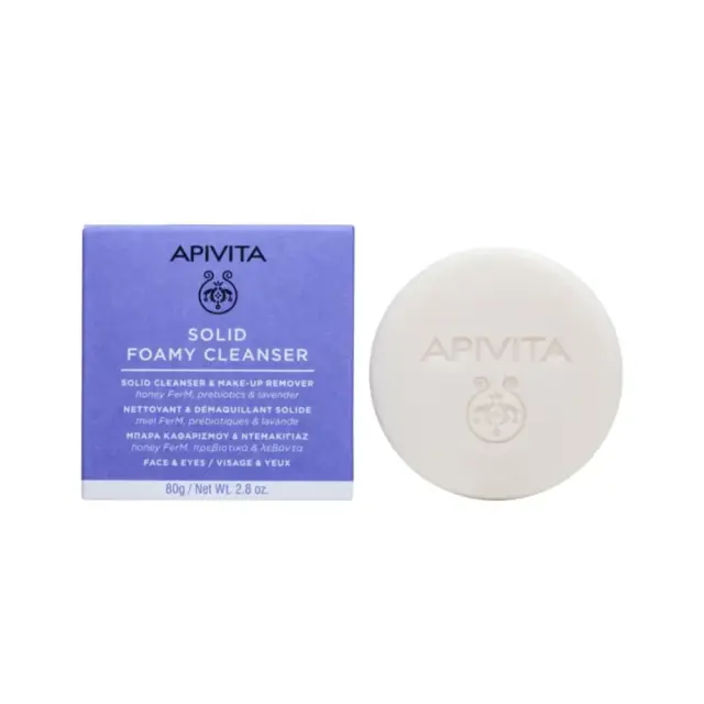 Apivita | Solid Foamy Cleanser for Face & Eyes Μπάρα Καθαρισμού & Ντεμακιγιάζ για Πρόσωπο & Μάτια | 80gr