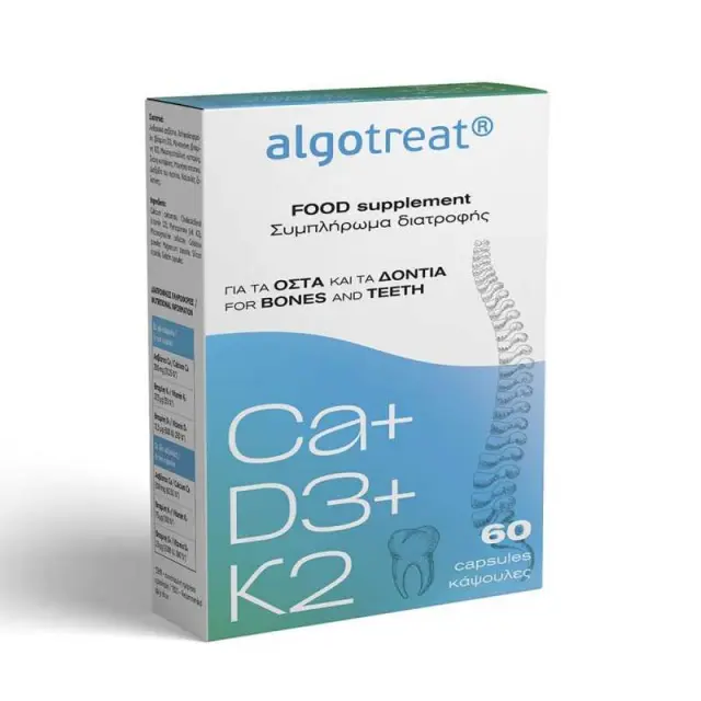 Algotreat Ca+D3+K2 Συμπλήρωμα Διατροφής για τα Οστά και τα Δόντια 60 Κάψουλες