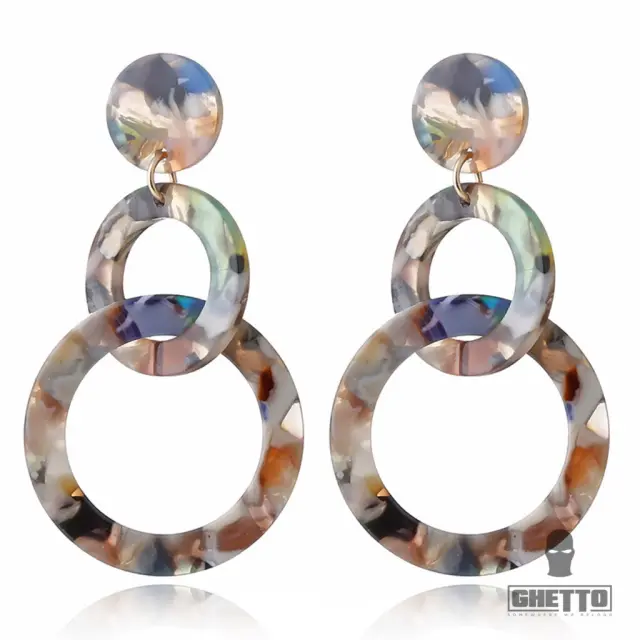 Ghetto Double Circle Acrylic Earrings