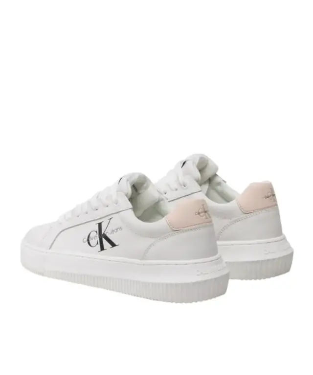 Calvin Klein - Γυναικεία Δερμάτινα Sneakers Chunky Cupsole Mono Wn YW0YW00823-02T Λευκό 3
