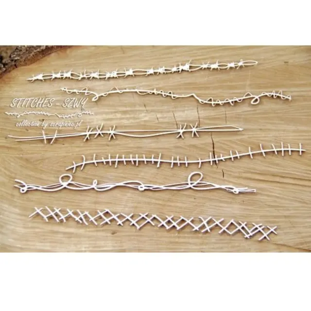 Διακοσμητικό Chipboard, Stiches 01, 6 τεμ.