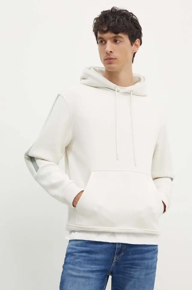 Calvin Klein - Ανδρικό Φούτερ Logo Tape Regular Fit J30J325632-YBI Λευκό - 2XL