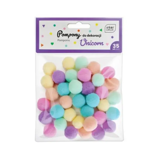 Interdruk Pompoms Χρωματιστά Unicorn 36 τεμ. (337542)