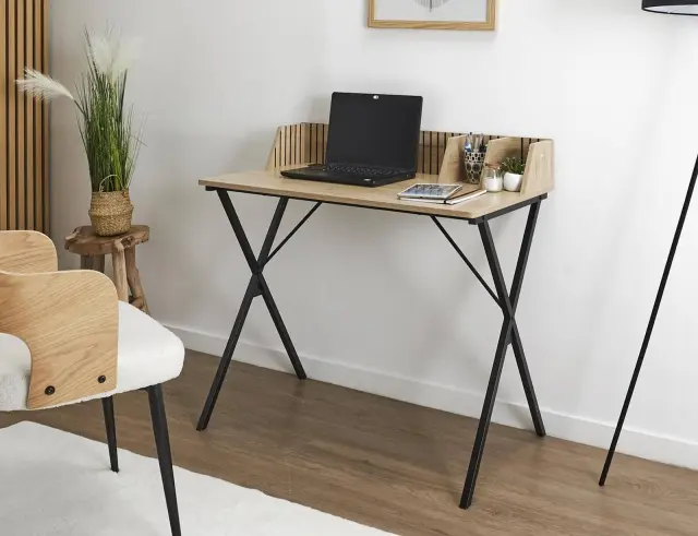 Γραφείο Klaus Home Deco Factory με 2 διαμερίσματα αποθήκευσης και διαστάσεις 90x50x84.5cm HD0380FS