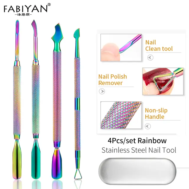 Κασετίνα με 4 εργαλεία νυχιών- Rainbow stainless steel nail 3