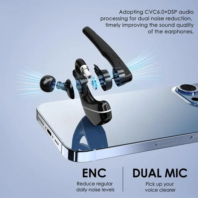 Techsuit Hearyo A6L Bluetooth Handsfree Ακουστικό με ENC, Dual Mic, Bluetooth 5.3 & Θήκη Φόρτισης 96 Ωρών Μαύρο 3