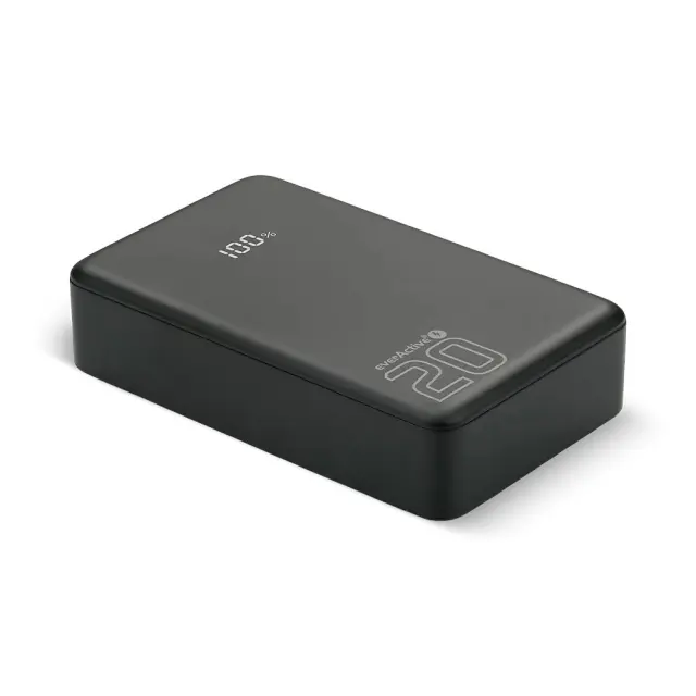 Powerbank 20 000mAh, 1x USB, 2x USB-C, 20W, QC4+, LCD screen, black