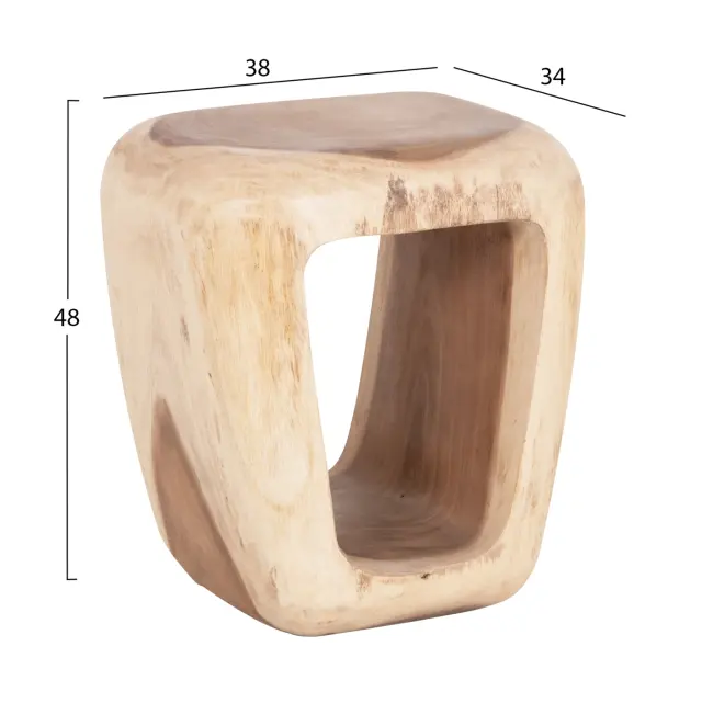 Σκαμπό Dens ξύλο Suar σε φυσικό 38x34x48 εκ. 2