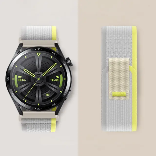 Watchband Hoco WH04 Belle Series από Nylon για Samsung Huawei Xiaomi Vivo OPPO κα 20mm Universal Λευκό-Κίτρινο 2