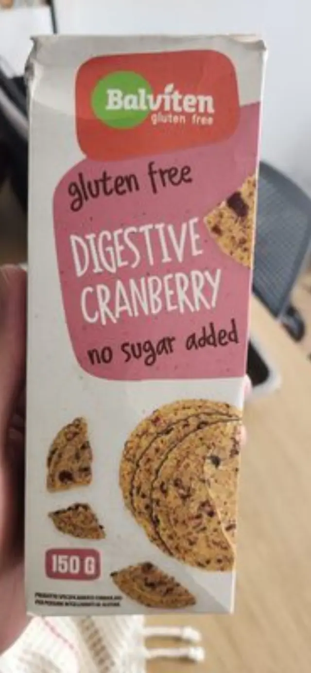 Μπισκότα Digestive με Κράνμπερι Xωρίς Γλουτένη & Ζάχαρη 150g - Balviten