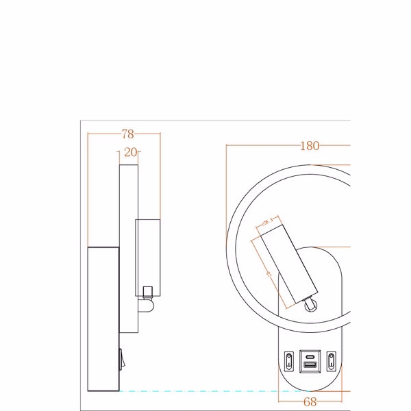 Απλίκα ανάγνωσης διπλού φωτισμού LED λευκή 3000K USB Type C FORMA Άσπρο 2