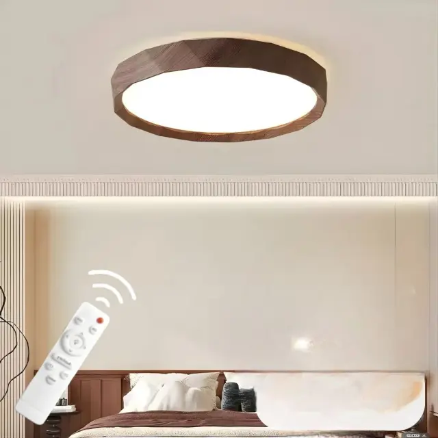 Stewehome Πλαφονιέρα Antik Ξύλο Σκούρο Καρυδί LED με Τηλεχειρισμό-καρυδιά 40x15x15 cm 2