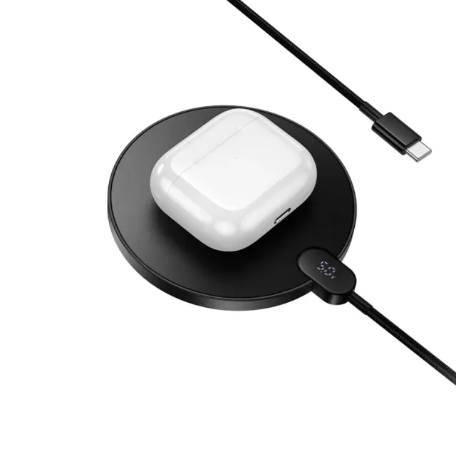 Ασύρματος Φορτιστής Hoco CW62 Peak PD15W Ultra-thin με Ψηφιακή Ένδειξη Φόρτισης 1.2m Μαύρος 3