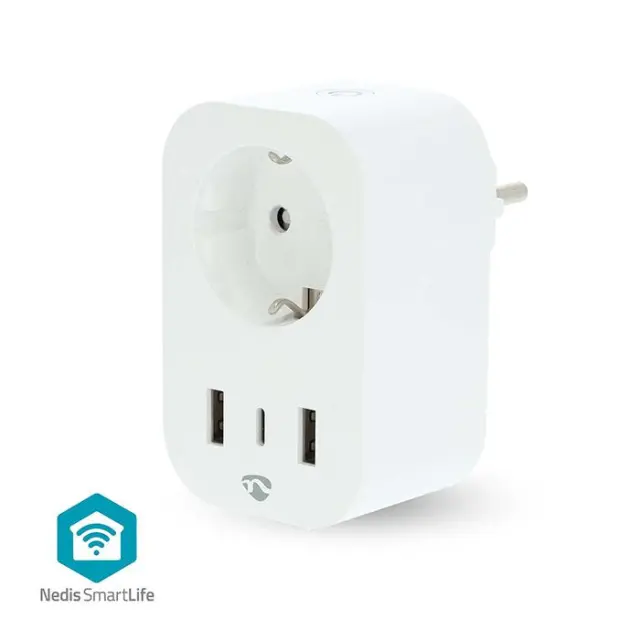 Wi-Fi Smart πρίζα με 3 θύρες φόρτισης USB και μετρητή κατανάλωσης ενέργειας, 3680W.