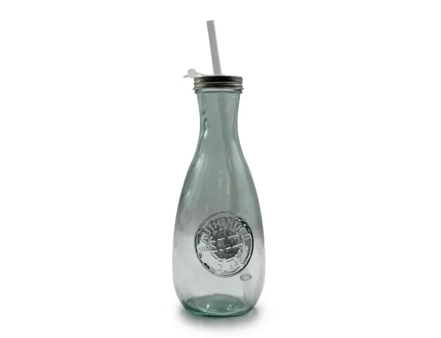 Μπουκάλι Glass Drops Authentic (5927) Με καλαμάκι, Aπό 100% ανακυκλωμένο γυαλί, Xωρητικότητας 600ml, Διαστάσεων Ø 9 x Υ 27 cm 5927 2