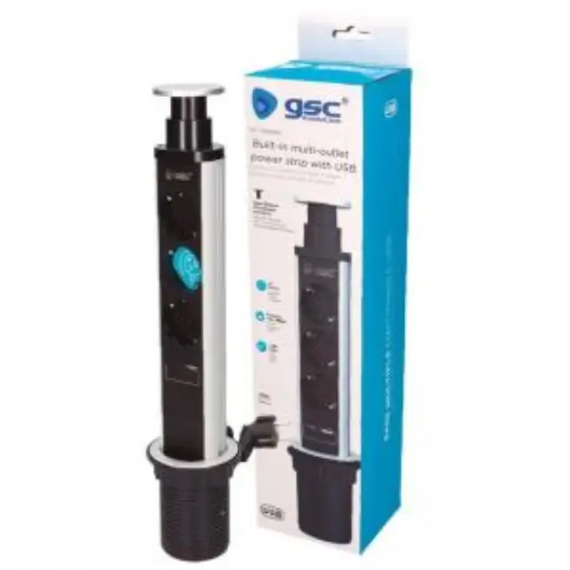 Πολύπριζο GSC 3 Θέσεων με Κουμπί On/Off, Θύρες USB A & USB C & Καλώδιο 1.4m (3 x 1.5mm) Μαύρο-Γκρι N70505 3