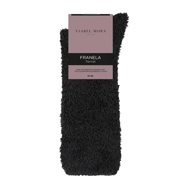 Ysabel Mora Ανδρικές Κάλτσες Χνουδωτές Flannel, Χρώμα Μαύρο - ONESIZE 3