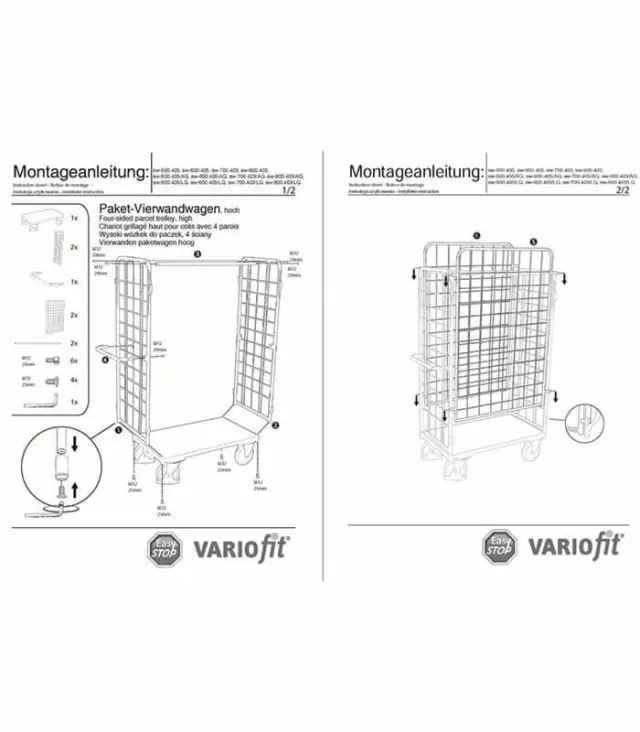 Variofit sw-500.405/AG Τρόλεϊ Μεταφοράς 4 Πλευρών για Φορτίο Βάρους ως 400kg 3