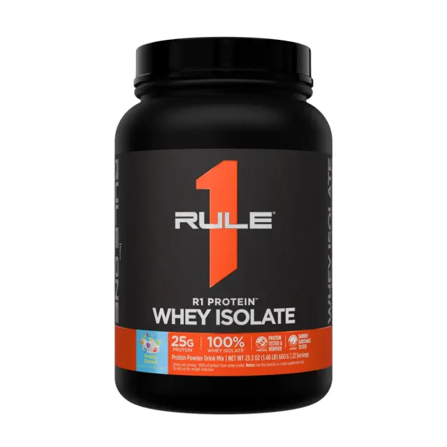 Rule1 R1 Protein Whey Isolate fruity-cereal, 1-5-lbs