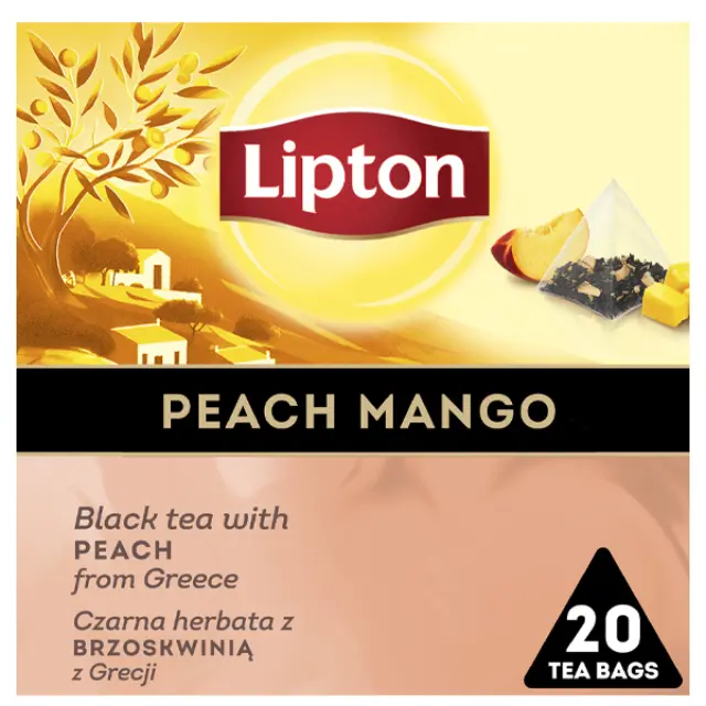 Lipton Τσάι Μαύρο Πυραμίδα 20x1.7gr Μάνγκο & Ροδάκινο