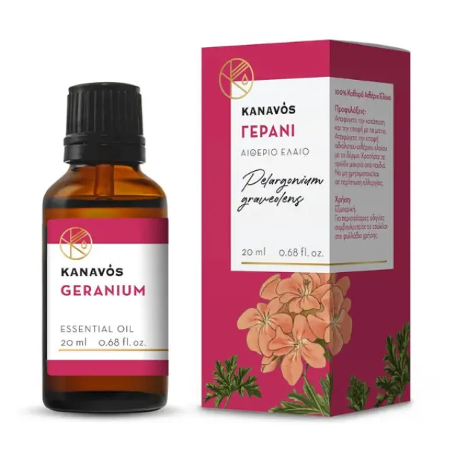 KANAVOS Geranium Essential Oil Αιθέριο Έλαιο Γεράνι, 20ml