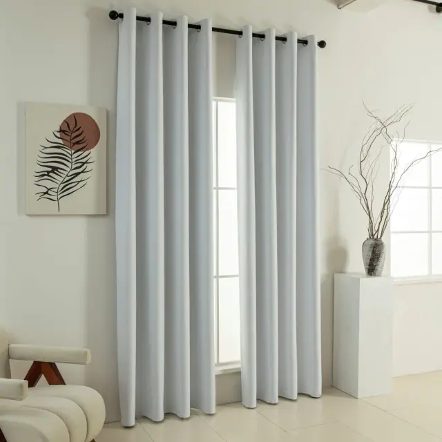 Beauty Home Κουρτίνα Full Blackout σκίασης με 8 κρίκους Soft Art 8391 Ice-Ecru 140x270 Πάγου 2