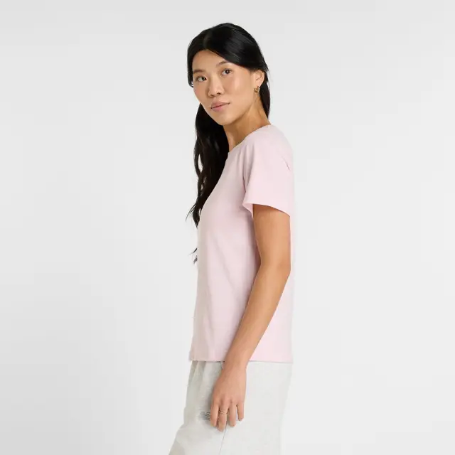 New Balance Jersey Stacked Logo T-Shirt (WT41502-RSG) - Ροζ - M 2